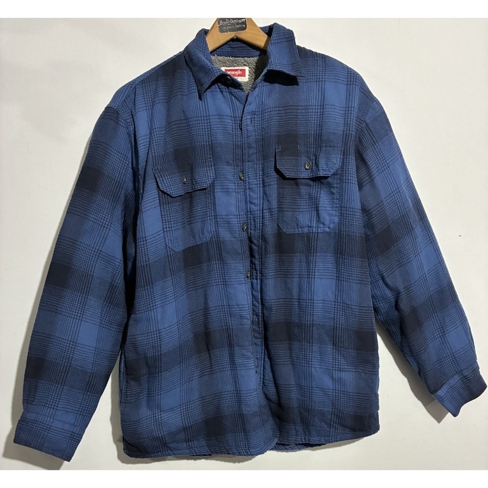 Wrangler Sherpa-Lined‎ Flannel Shirt Jacket Mens Medium